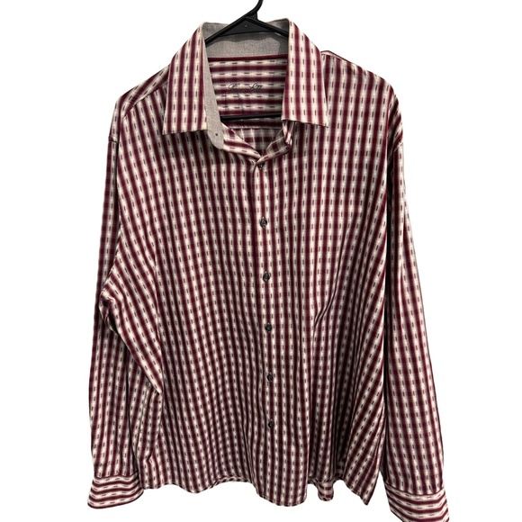 Tasso Elba RedWhite Long Sleeve Checkered Vintage 2003 Button Up Shirt XL - Picture 2 of 10